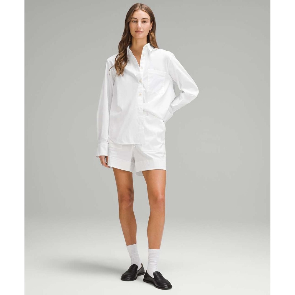 Lululemon Cotton-Blend Poplin Button Down Shirt White Size L NWT $98